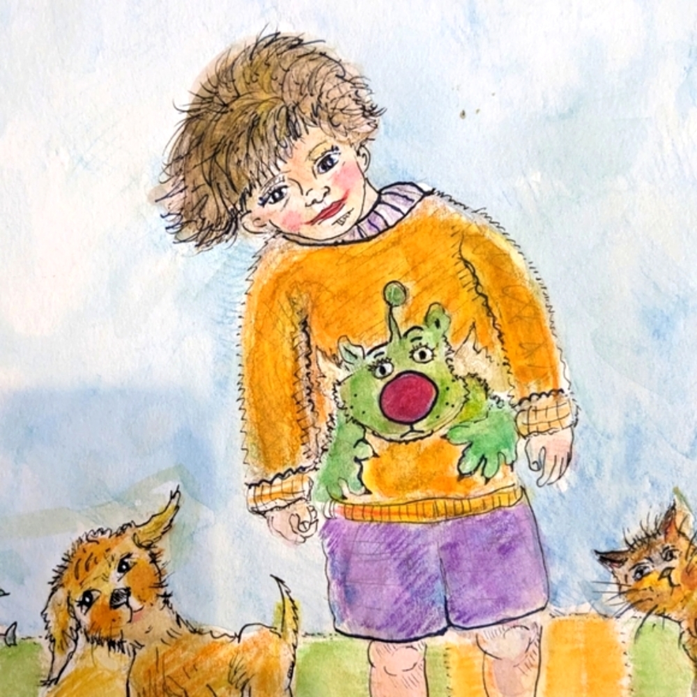 ORIGINAL WATERCOLOR illustration/watercolor; "SIDEWAYS DAY"